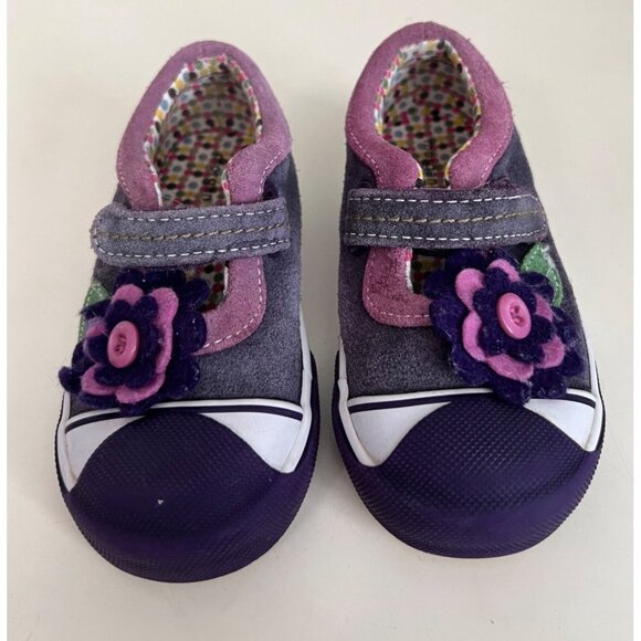 Morgan & Milo | Mary Jane Ginger Floral Purple Sneakers Sz 8 - Picture 2 of 7